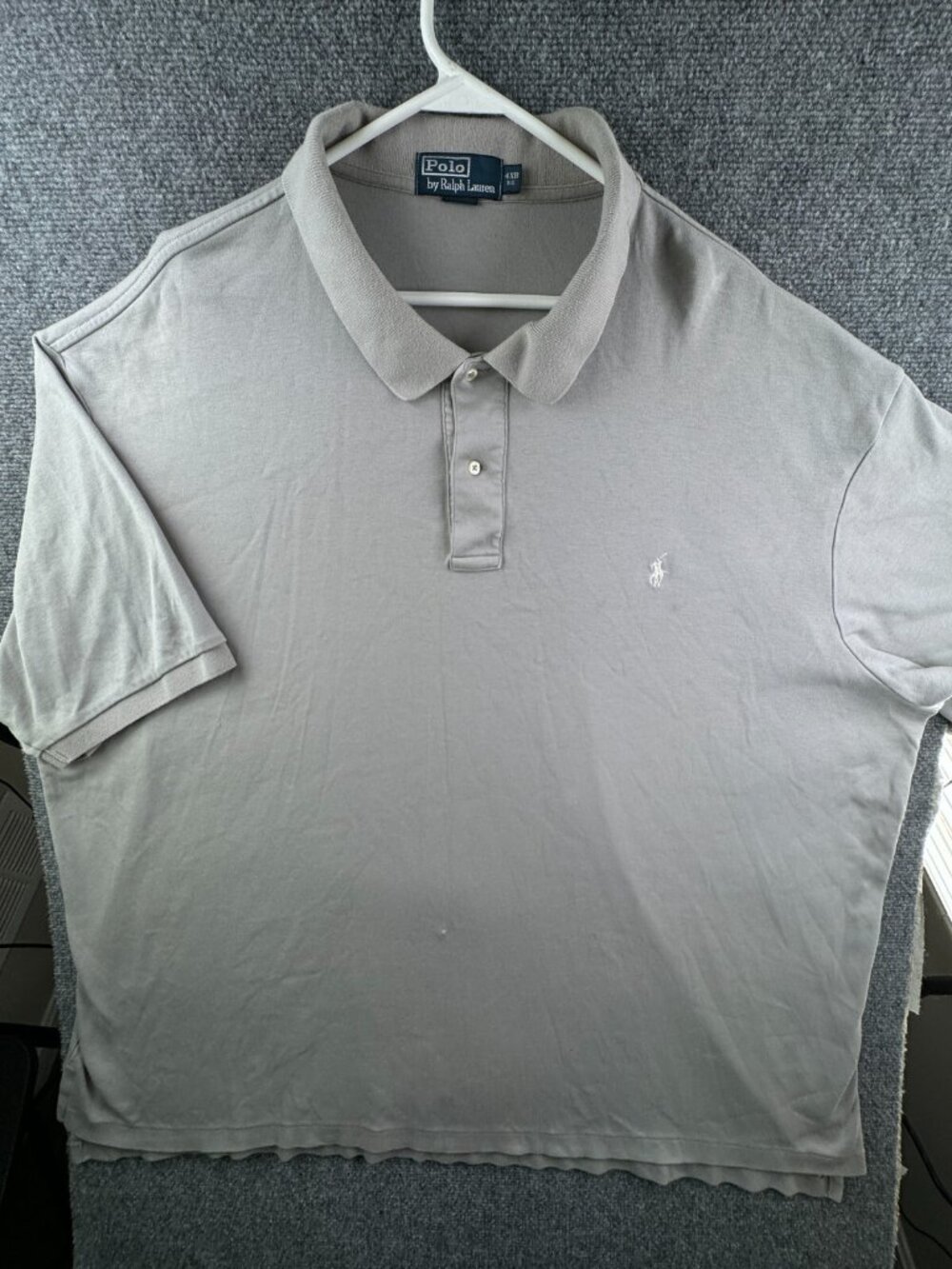 Polo Ralph Lauren 4XB Big Short Sleeve Polo Shirt Cotton Beige Gray Pony Logo